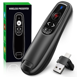 Presentation Clicker Wireless Presenter Remote Clicker, USB C PowerPoint Clicker for Presentation with Laser Pointer, RF 2.4GHz Computer Pointer Clicker Slide Advancer for Google Slides,Mac,Laptop
